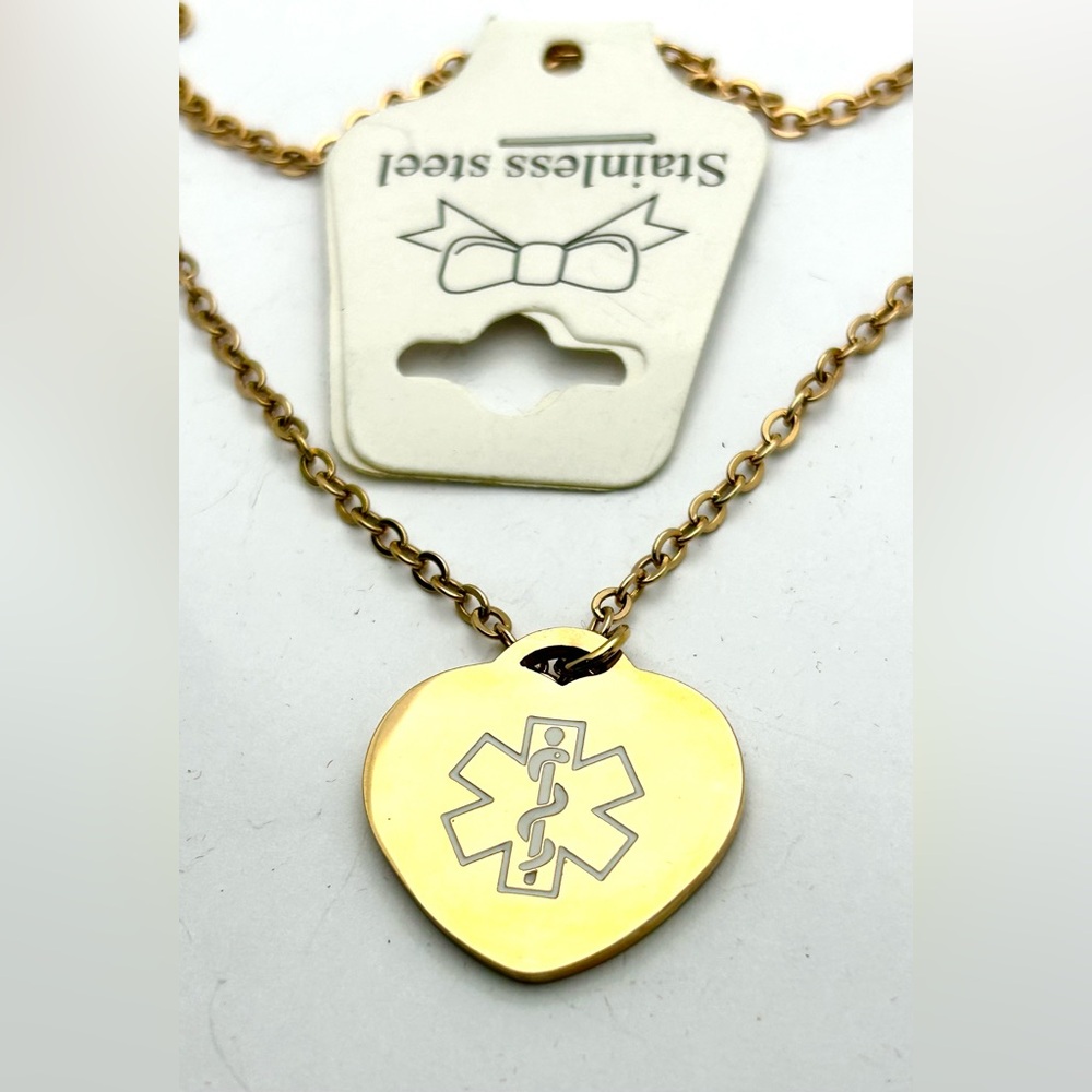 Stainless Steel Medical Alert Pendant-gold tone